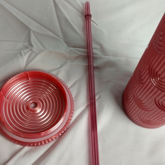 Starbucks 2023 Fall Pink Shimmer Shell Mermaid Scales Cold Cup Tumbler 24 oz - Picture 11 of 11